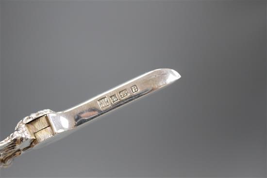 A modern pair of silver grape shears, with fruiting vine handles, P.H. Vogel & Co, Birmingham, 1976, 16.4cm, 3.5 oz.